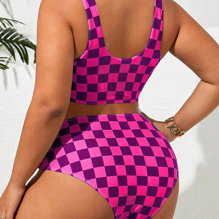 Costume da bagno taglie forti 2026 da donna, bikini sportivo a vita alta stampato, per nuotare, 5XL PlatiNum