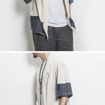 New Cotton Linen Shirt giacche uomo 2023Chinese Streetwear Kimono Shirt Coat Casual comodo Cardigan da uomo Plus Size 5XL