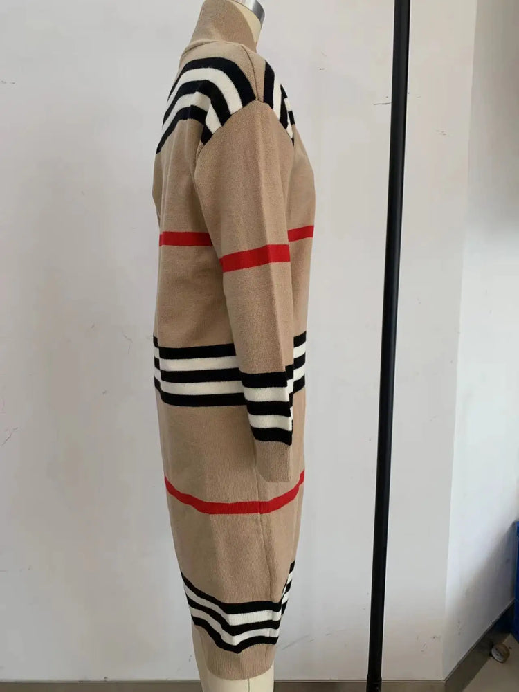 Print Long Cardigan For Women 2025 New Autumn Winter Clothes Knit Loose Outerwear Soft Sweater Coat Streetwear Fashion Cover Up