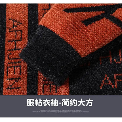 2024 Winter men's flower pattern Sweaters thick O-neck sweater men youth autumn Men's Turtle neck wool Casual Knitwear Pullover