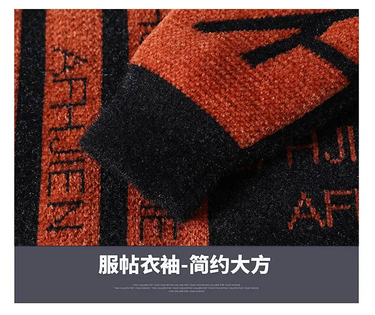 2024 Winter men's flower pattern Sweaters thick O-neck sweater men youth autumn Men's Turtle neck wool Casual Knitwear Pullover