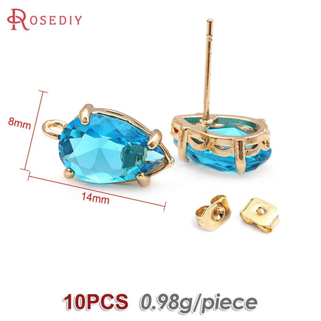 10 pezzi 18 carati color oro ottone vetro goccia orecchini pin orecchini orecchini da donna accessori fai da te Rosediy sito web ufficiale platinumshop
