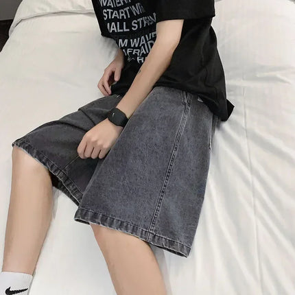 2025 Pantaloncini classici estivi Jeans da uomo Pantaloni in denim Dritto elasticizzato Casual Fresco Sottile Lunghezza al ginocchio Pantaloni giornalieri di marca di moda blu