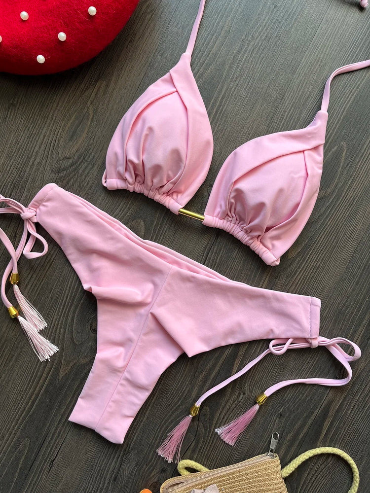 RUOTONGSEPT 2025 Nuovo Sexy Costume da Bagno Triangolare in 13 Colori per Donne, Bikini Brasiliano, Costume Push-Up, Set Bikini da Spiaggia platinumshop