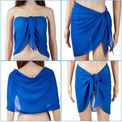Gonna corta Sarongs corti Copricostume in chiffon Copricostume Sciarpa Copricapo corto da spiaggia Avvolgente trasparente da donna platinumshop