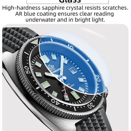 ADDIESDIVE Luxury Men's Automatic Watch Ceramic Bezel Sapphire Glass 200m Waterproof Ultra Bright Blue Luminous Diving Watch