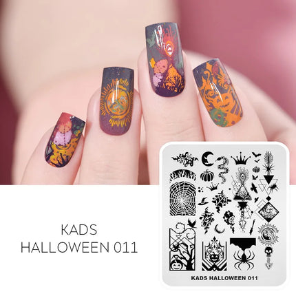 KADS Halloween Nail Stamping Plates skull Pumpkin Bat Template Stencils Nail Art Stamp Image Plate Manicure Nail Print Tool