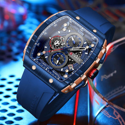CURREN Orologio da uomo alla moda, marchio unico, design quadrato, lusso, nastro sportivo al quarzo, orologi da uomo impermeabili platinumshop