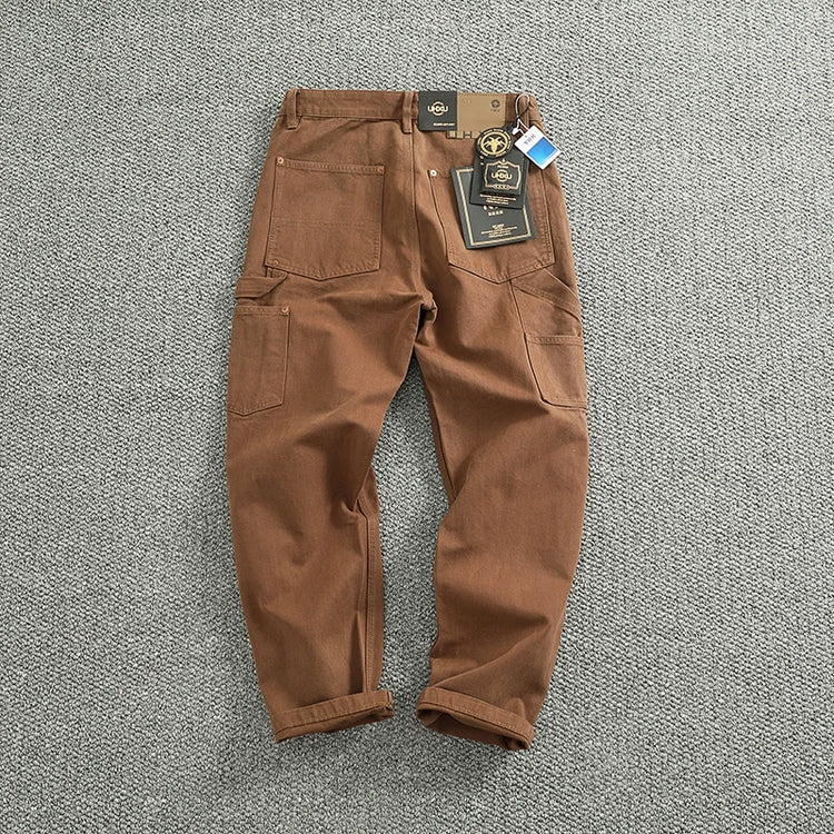 2025 Spring and Autumn New American Retro Heavyweight Patchwork Cargo Pants Men's Fashion Multi-pocket Casual Loose Trousers
