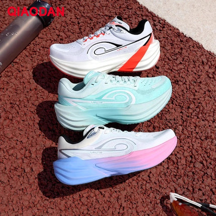 QIAODAN TG1.0 Women's 2026 Marathon Platform Racing Shock Running Shoes Long-distance Soft Rebound Sneakers QDB022253285 PlatiNum