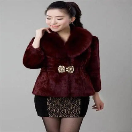 Oversize Women's Winter Plush Coat Female Thick Fur Warm Jackets 2024 New V-neck Faux Fur Collar Clothes Comfort Furry Coats