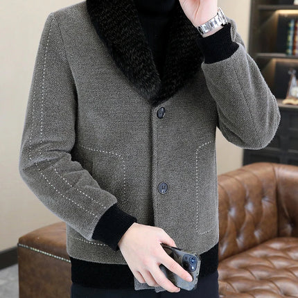 Casual Winter Men's Slim White Duck Down Jackets Warm Short Fur Collar Puffer Woolen Coat Outwear Thicken Windproof Top Clothing