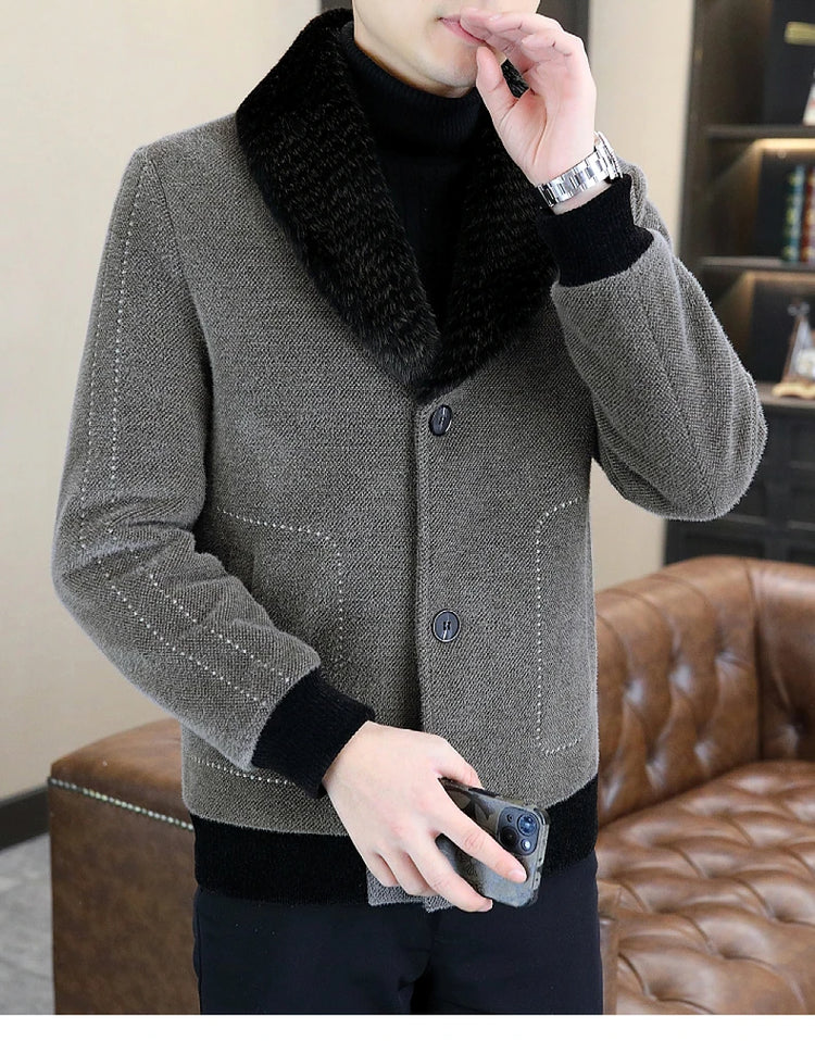 Casual Winter Men's Slim White Duck Down Jackets Warm Short Fur Collar Puffer Woolen Coat Outwear Thicken Windproof Top Clothing