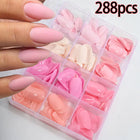 288pcs Light Pink Rose Purple Matte & Glossy False Nails Solid Color Medium Almond Full Cover Press On Nails Acrylic Fake Nails2028