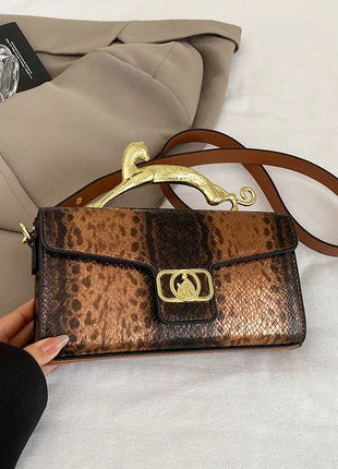 New Ladies Metal Buckle Simple Fashion Shoulder Bag Party Commuting Bag Women Luxury Brand Design PU Leather Bag PlatiNum