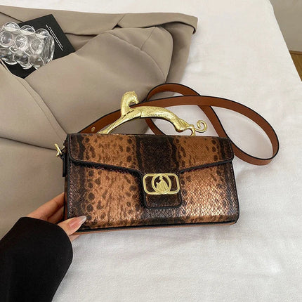 New Ladies Metal Buckle Simple Fashion Shoulder Bag Party Commuting Bag Women Luxury Brand Design PU Leather Bag PlatiNum