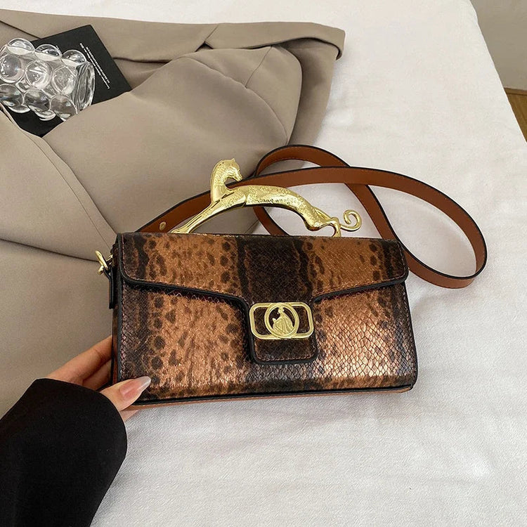 New Ladies Metal Buckle Simple Fashion Shoulder Bag Party Commuting Bag Women Luxury Brand Design PU Leather Bag PlatiNum