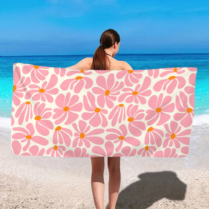 Asciugamano da spiaggia grande bohémien da 1 pezzo, telo da bagno stampato con fiori a righe, nuoto all'aperto, vacanze, telo da mare da campeggio