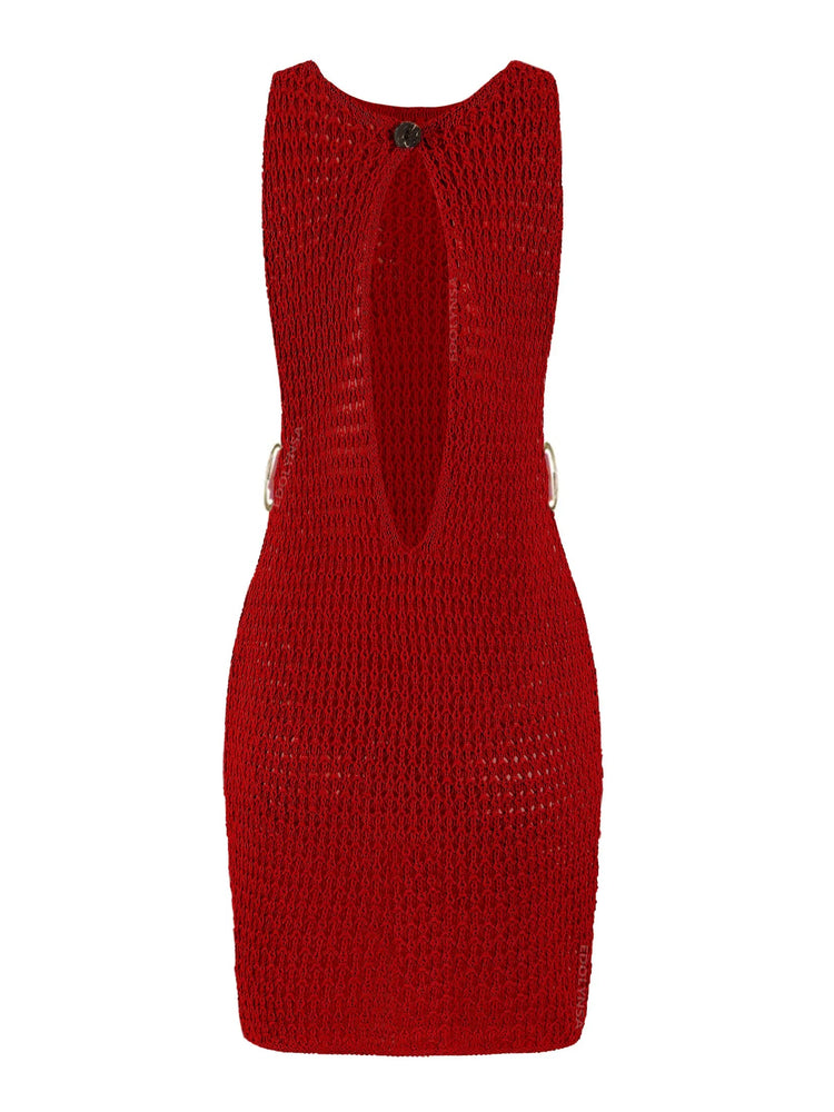 2024 Estate Sexy Un Collo Cut-Out Cerchio Decorazione Corsetto Sottile Spiaggia Mini Vestito Delle Donne Mare Beachwear Costumi da Bagno Cover Up A2796 platinumshop
