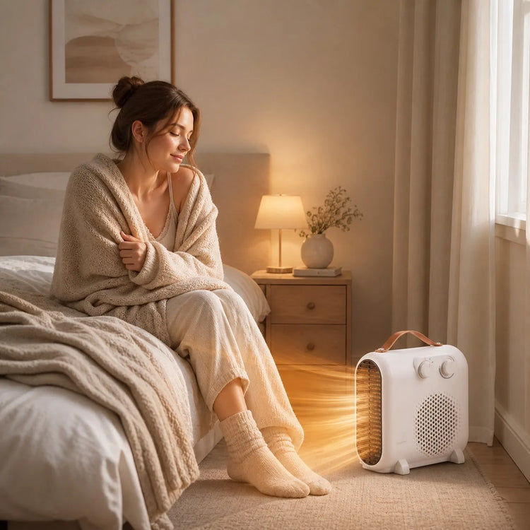 2000W Portable Ceramic Heater with Adjustable Thermostat, 3 Operating Modes and Anti-Tipping Protection, Silent Electric Heater for Home and Office