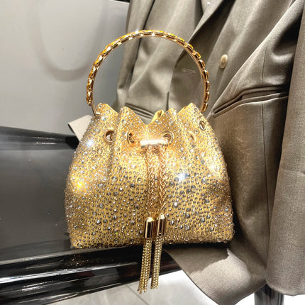 Handle Rhinestones Evening clutch Bag Purses and handbag luxury Designer shoulder bag Shiny Crystal Clutch purse bucket bag PlatiNum