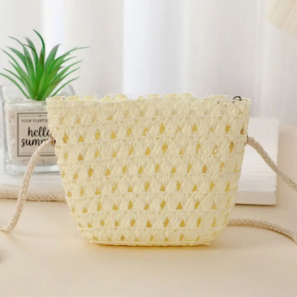Fashionable Shell-Shaped Straw Bag, Handmade, Summer Beach Bag, Shoulder Bags for Children