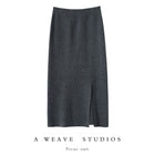 Women Pure Cashmere Long Skirts Spring Autumn Winter Straight Thick Skirts 100% Cashmere Knit Split Skirts PlatiNum