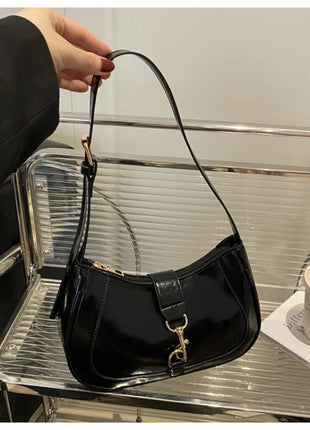 Elegante Borsa a Tracolla da Donna - Borsetta Quadrata Retrò con Chiusura a Zip, in Resistente Materiale PU