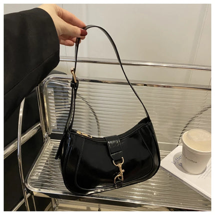 Elegante Borsa a Tracolla da Donna - Borsetta Quadrata Retrò con Chiusura a Zip, in Resistente Materiale PU