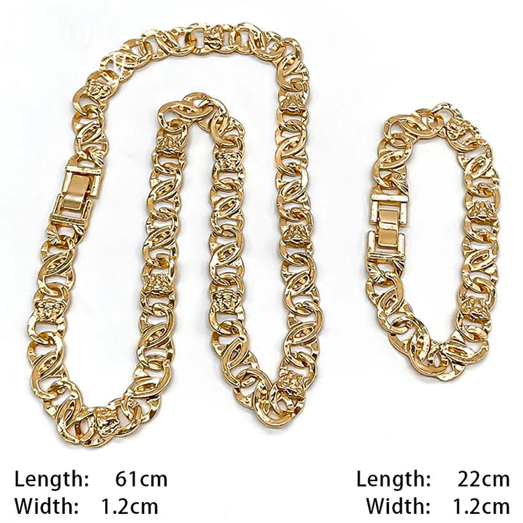Set di Gioielli Originali per Uomo, Collana e Bracciale Hip Hop Placcati in Oro, Gioielleria alla Moda per Feste, Uso Quotidiano e Regali platinumshop