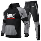 Everlast 2025 Spring Autumn Men's New Hight Quality Hoodies Sweatshirts Cotton Tops+Sweatpants Sports Running Two Pieces Sets PlatiNum