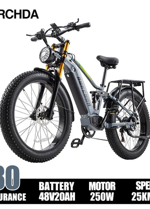 BURCHDA RX80 Bicicletta Elettrica per Adulti, Motore 1000W, Batteria 48V20AH960WH, E-bike con Pneumatici Fat da 26 Pollici per Tutti i Terreni, 45KM/H, E-Mountain Bike
