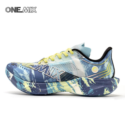 Scarpe da Corsa ONEMIX Marathon con Piastra in Carbonio, Supporto Professionale Stabile, Ammortizzazione, Ultra-leggere e Reattive per Uomo PlatiNum