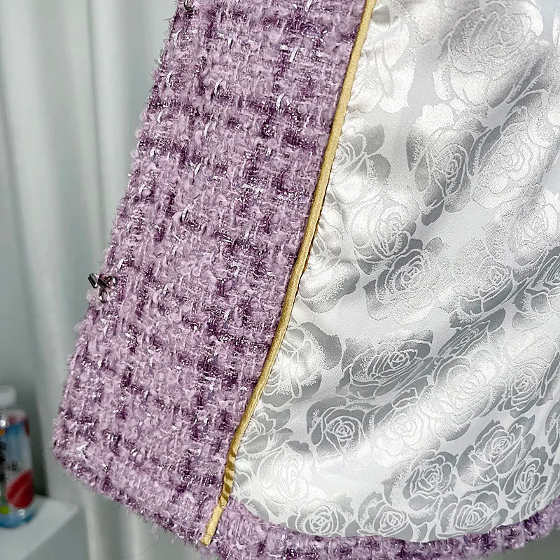 2025 new fashion round neck noble heavy industry beading celebrity light luxury temperament high-end design tweed jacket