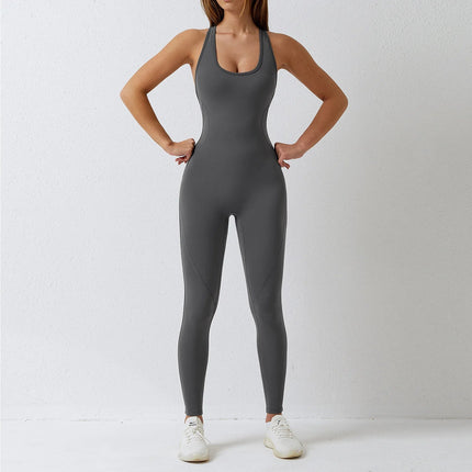 Jumpsuit Gym Set Romper Backless Fitness Bodysuit Siamese Sportswear Women Jumpsuit Buttery-Soft One-piece Playsuit Yoga Suit PlatiNum