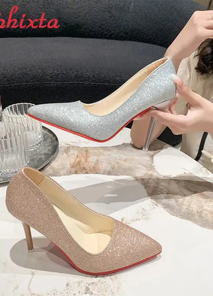Aphixta Oro Argento Nero Décolleté con tacco alto a spillo da 3,54 pollici Décolleté da donna per tutte le stagioni Scarpe da festa con punta a punta di grandi dimensioni 49 50 platinumshop
