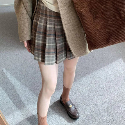 Preppy Style Plaid Pleated Skirt Women Fall Winter High Waist Woolen Mini Skirt Japanese School Uniforms Kawaii Y2K Jk Skirts PlatiNum
