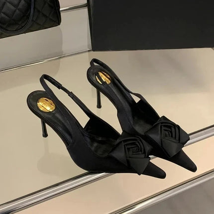 Aneikeh Summer Street Style Elegant Sexy Flower Designer Pointed Toe High Heels Women Shallow Fashion Pumps Banquet Dress Shoes PlatiNum