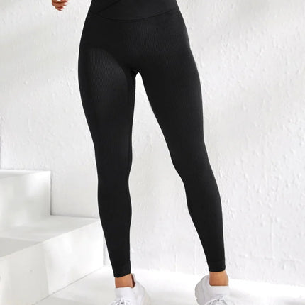 Women Sports Leggings V-waist Elastic Peach Buttocks Fitness Pants With Raised Hips And High Waist Seamless Yoga Pants Tight PlatiNum
