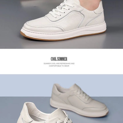 2026 New Men's Leather Shoes Casual Spring Autumn Fashionable Genuine Cowhide Slip-On Breathable Comfortable Anti-Slip Shoes