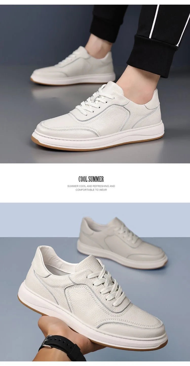 2026 New Men's Leather Shoes Casual Spring Autumn Fashionable Genuine Cowhide Slip-On Breathable Comfortable Anti-Slip Shoes