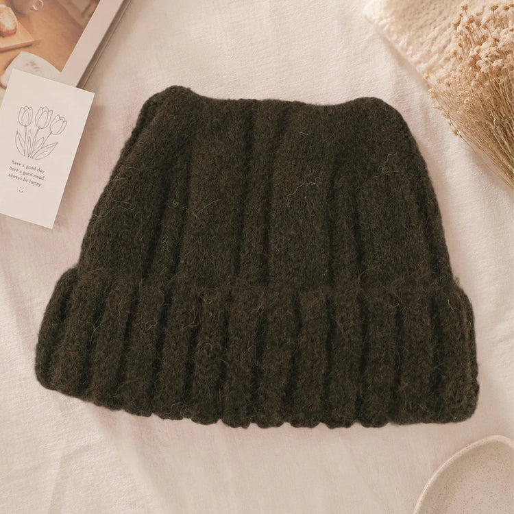 Cute Cat Ear Knitted Beanie Hat for Women Girls, Thickened Windproof Winter Warm Cap, Autumn Winter Daily Wear Accessories