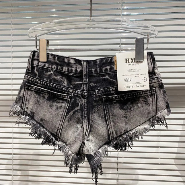 Women's Denim Shorts High Street Hotsweet Casual Low Waist Raw Edges Holes A-line Korean Style Y2k Summer Shorts for Spicy Girls
