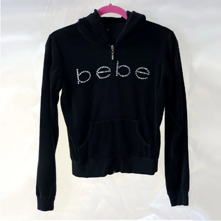 Europe and the United States cross-border new Y2k retro "Bebe" printed pink retro hot diamond sexy casual hoodie