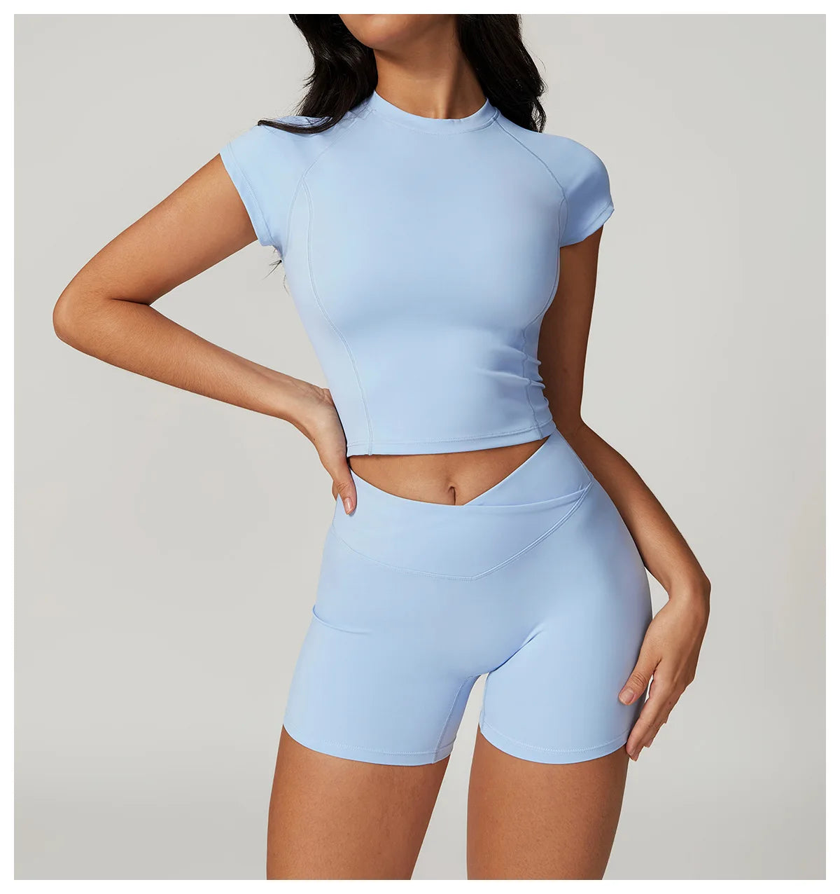 2 Pieces Yoga Set Gym Clothes Sportswear Yoga Suits For Women Fitness Short Sleeve Crop Top Tracksuits Sports Bra Gym Leggings