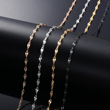 Yadreva Catena con labbra in rilievo Collana sottile in acciaio inossidabile da 2,5 mm Accessori per gioielli impermeabili con maglie fatte a mano PlatiNum