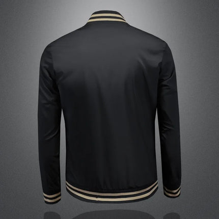 Minglu Spider Embroidery Men's Jackets High Quality Stand Collar Solid Color Sport Casual Spring Autumn Male Coats Plus Size 5XL