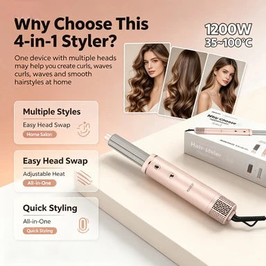 Electric Hair Styling Tool Set, Ceramic Flat Iron & Curling Wand, Adjustable Temperature Hot Styling Appliance for Household Daily Hair‑Dressing