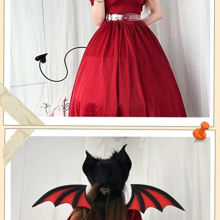 New Handmade Simulation Plush Furry Bat Ears Devil Sweetheart Halloween Bat Cosplay Pros Night Party Animals Hair Band Bat Wing