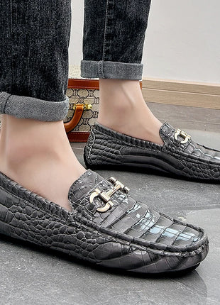 Scarpe Casual da uomo in pelle verniciata di alta qualità scarpe da guida di marca mocassini con motivo a coccodrillo maschile per scarpe basse mocassino da uomo